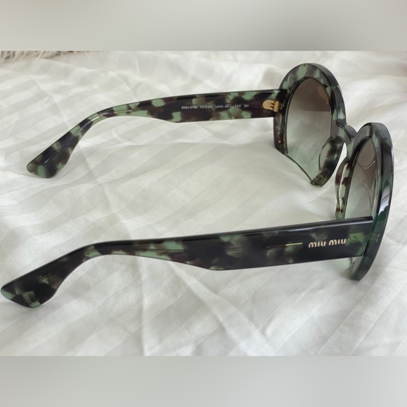 Mui Mui Designer Half Rim Round Tortoise Sunglasses - Picture 9 of 12